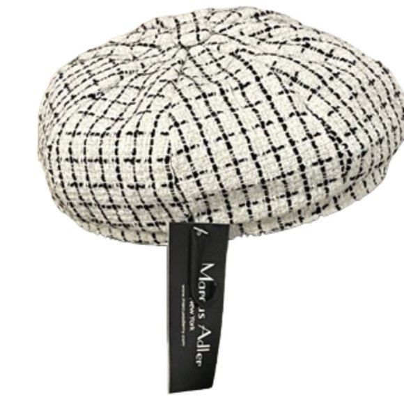 MARCUS ADLER White And Black Newsboy Style Cap With Rhinestone-Trimmed Rim NWT main image 8